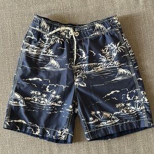 Gap Kids Navy and White Beach Print Board Shorts Size M (8)